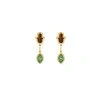 Karma And Luck Dreams Secured Tiger Eye Malachite Hamsa Evil Eye Earrings In Gold/green/brown