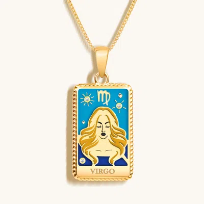 Karma And Luck Earthy Wisdom - Virgo Card Necklace In Gold