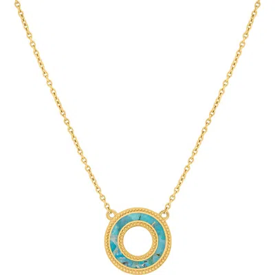 Karma And Luck Elevated Existence Turquoise Karma Circle Gold Necklace