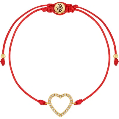 Karma And Luck Enduring Affection Heart Red String Bracelet In Green