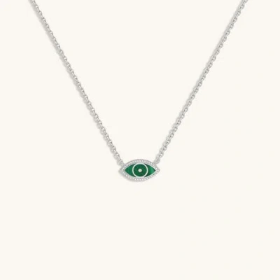 Karma And Luck Enduring Peace Evil Eye Malachite Silver Necklace