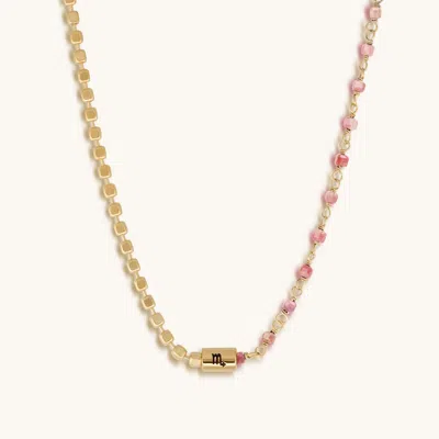 Karma And Luck Enigmatic Loyalty Scorpio Pink Tourmaline Necklace In Gold