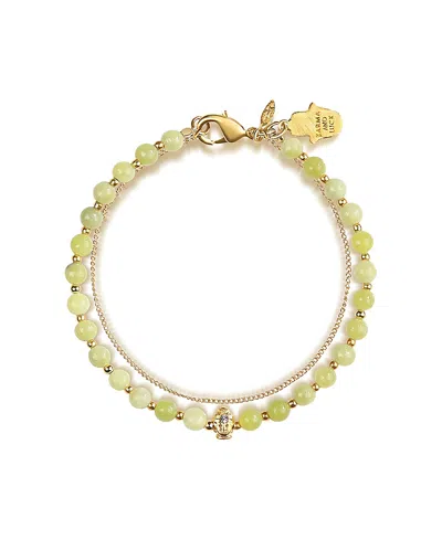 Karma And Luck Enlightened Soul Buddha Jade Gold Chain Bracelet In Green