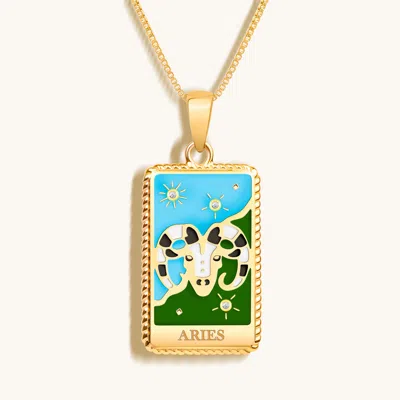 Karma And Luck Fiery Soul - Aries Card Necklace In Gold