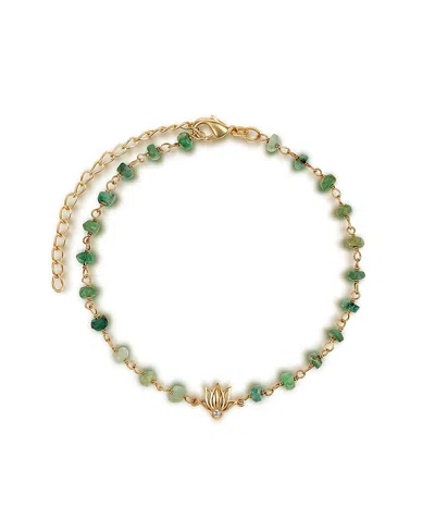 Karma And Luck Focused Serenity Ombre Emerald Lotus Charm Bracelet In Green