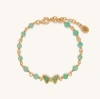 Karma And Luck Free Spirit Amazonite Butterfly Gold Bracelet In Gold