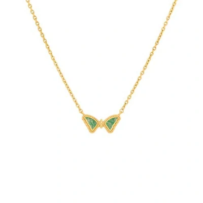Karma And Luck Fresh Beginnings Amazonite Butterfly Gold Necklace