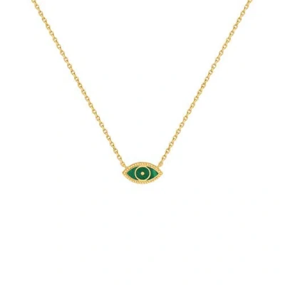 Karma And Luck Future Visions Evil Eye Malachite Gold Necklace