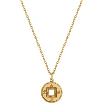 Karma And Luck Gold Plated Lucky Coin Pendant Necklace Radiant Fortune