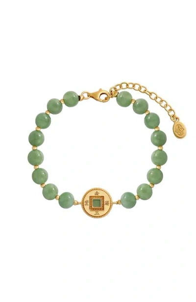 Karma And Luck Golden Fortune Jade Lucky Coin Bracelet In Gray