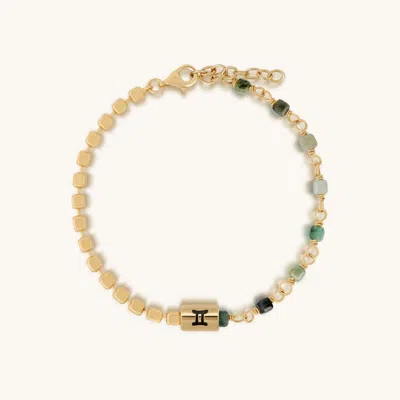 Karma And Luck Graceful Intellectual Gemini Emerald Bracelet In Gold