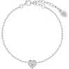 Karma And Luck Graceful Love Diamond Heart Charm Silver Bracelet