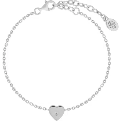 Karma And Luck Graceful Love Diamond Heart Charm Silver Bracelet
