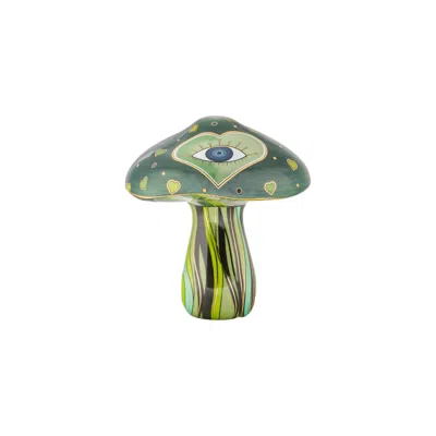 Karma And Luck Green Loving Earth - Evil Eye Heart Mushroom Statue