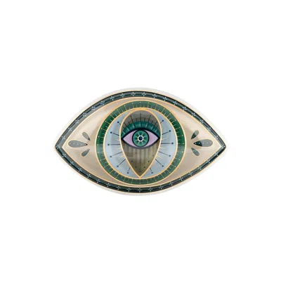 Karma And Luck Green / White Protective Abundance - Evil Eye Ceramic Wall Blessing