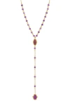 Karma And Luck Guardian Spirit Amethyst Hamsa & Evil Eye Gold Necklace In Multi