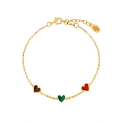 Karma And Luck Heart Desire Multi Stone Heart Bracelet In Gold