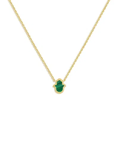 Karma And Luck Honest & Bright Malachite Hamsa Gold Necklace In Brown