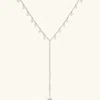 Karma And Luck Infinite Affection Heart Pearl Lariat Necklace In Metallic