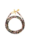 Karma And Luck Infinite Aspiration Tourmaline Wrap Bracelet In Pink/yellow/grey