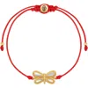 Karma And Luck Infinite Grace Mother Of Pearl Dragonfly Red String Bracelet In Red