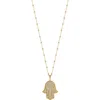Karma And Luck Inspired Action Gold Evil Eye & Hamsa Hand Necklace In Gold