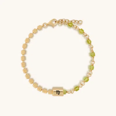 Karma And Luck Inspired Perfectionist Virgo Peridot Bracelet In Gold