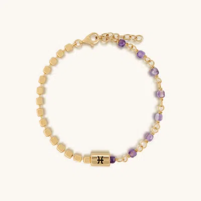 Karma And Luck Intuitive Dreamer Pisces Amethyst Bracelet In Gold