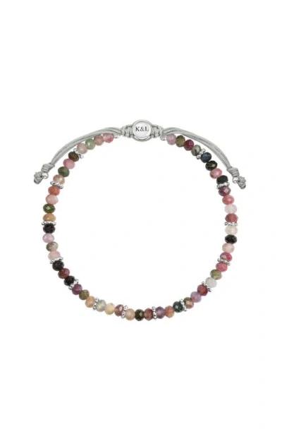 Karma And Luck Lavish Blessings Tourmaline Macrame Bracelet In Multicolor/silver