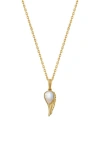 Karma And Luck Lightness Of Being Moonstone Angel Wing Gold Necklace In Multi