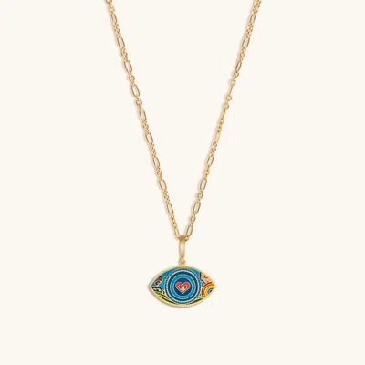 Karma And Luck Limited Edition: Kaleidoscope Visions Evil Eye Charm Necklace In Gold