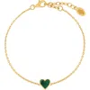 Karma And Luck Love's Shield Malachite Heart Bracelet In Gold