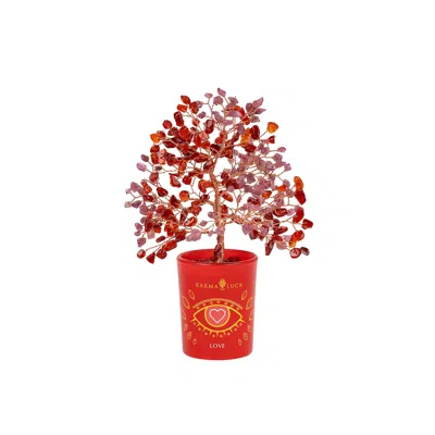 Karma And Luck Loving Vibrations Red Agate & Pink Tourmaline Tree