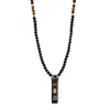 Karma And Luck Men's Black / Brown Divine Energy - Onyx Tiger's Eye Triple Protection Necklace