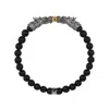 Karma And Luck Men's Black Fearless Protection - Onyx Dragon Bracelet