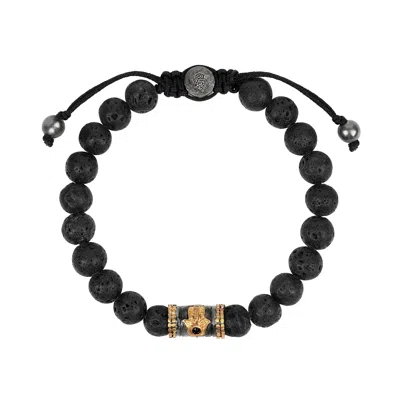 Karma And Luck Men's Black Fierce Protector - Lava Stone Bracelet