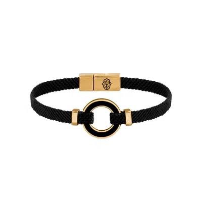 Karma And Luck Men's Black / Gold Constant Protection Black Onyx Karma Circle Men's Black String Bracelet
