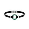 Karma And Luck Men's Black / Green / Silver Positive Vibrations Malachite Karma Circle Men's Black String Bracelet
