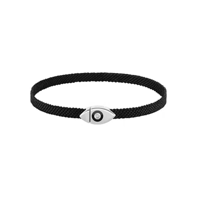Karma And Luck Men's Black / Silver Opulent Security Men's Evil Eye Black String Bracelet