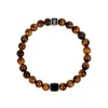 Karma And Luck Men's Brown / Black Confidence Secured Tiger's Eye & Black Onyx Bracelet