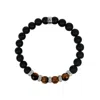Karma And Luck Men's Brown / Silver / Black Bestowed Strength - Matte Onyx Bracelet