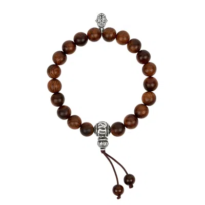 Karma And Luck Men's Brown / Silver Seeking Perfection - Men's Agarwood Guru Bead Bracelet