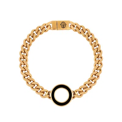Karma And Luck Men's Gold Awakened Dreams Black Onyx Karma Circle Bracelet