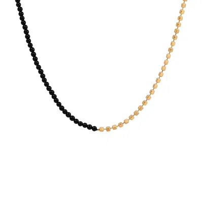 Karma And Luck Men's Gold / Black Fearless Spirit Black Onyx Gold Chain