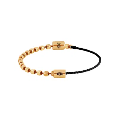Karma And Luck Men's Gold / Black Protected Spirit Evil Eye Black String Bracelet