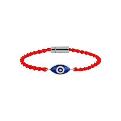 Karma And Luck Men's Red / Blue / Silver Everlasting Strength Evil Eye Red String Bracelet