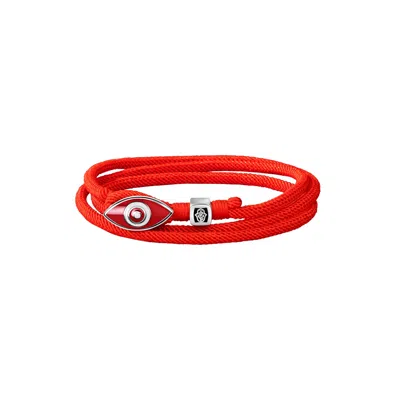 Karma And Luck Men's Red / Silver Protective Guidance - Evil Eye Wrap Bracelet