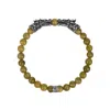 Karma And Luck Men's Silver / Green Dragon's Valor Jade Bracelet