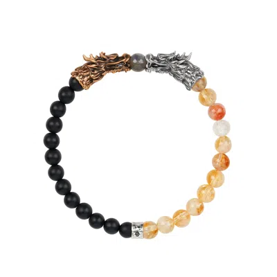 Karma And Luck Men's Yellow / Orange / Black Supreme Being - Multi Stone Dragon Bracelet