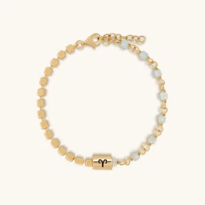 Karma And Luck Trustworthy Ambition Taurus Clear Quartz Bracelet In Gold